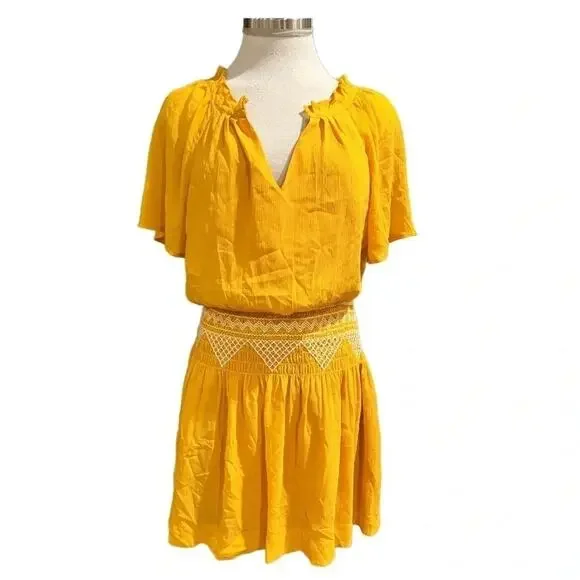 Madewell Embroidered Cinched Waist Boho Smoked
Mini Dress Size 8 - Picture 4 of 14